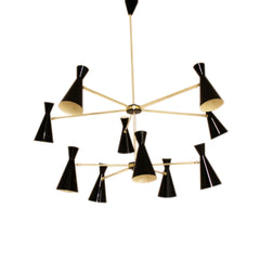 Lampada in ottone con coni neri a 10 luci - Art. 1982