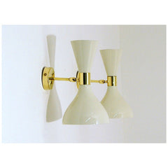 Applique Art. 1818 - Metal lampshade - Brass structure - WHITE 