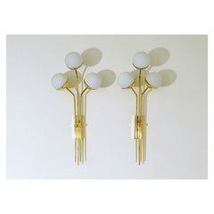 Applique Art. 1802 - 3 DIFFUSERS in Opaline Glass - Brass Structure 