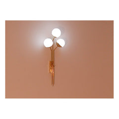 Applique Art. 1802 - 3 DIFFUSERS in Opaline Glass - Brass Structure 