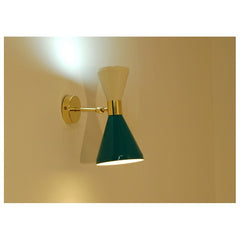 Double Cone Wall Lamp Art. 1844 - 2 DIFFUSERS - Brass / Metal 