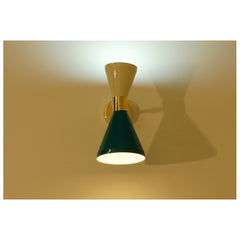 Double Cone Wall Lamp Art. 1844 - 2 DIFFUSERS - Brass / Metal 