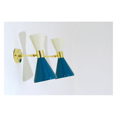 Double Cone Wall Lamp Art. 1844 - 2 DIFFUSERS - Brass / Metal 