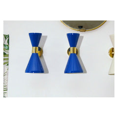 Double Cone Wall Lamp Art. 1722 - 2 DIFFUSERS - Brass / Metal 