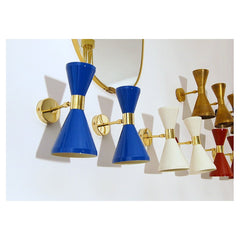 Double Cone Wall Lamp Art. 1722 - 2 DIFFUSERS - Brass / Metal 