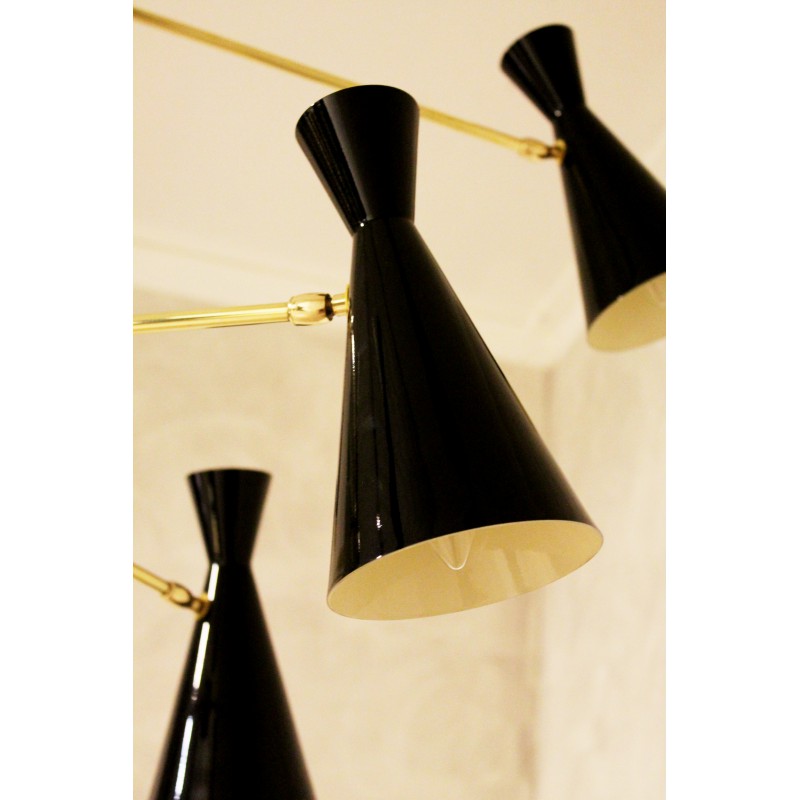 Lampada in ottone con coni neri a 10 luci - Art. 1982