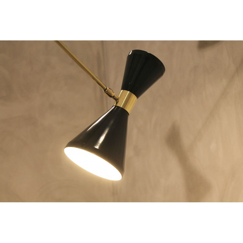 Lampada in ottone con coni neri a 8 luci - Art. 1980